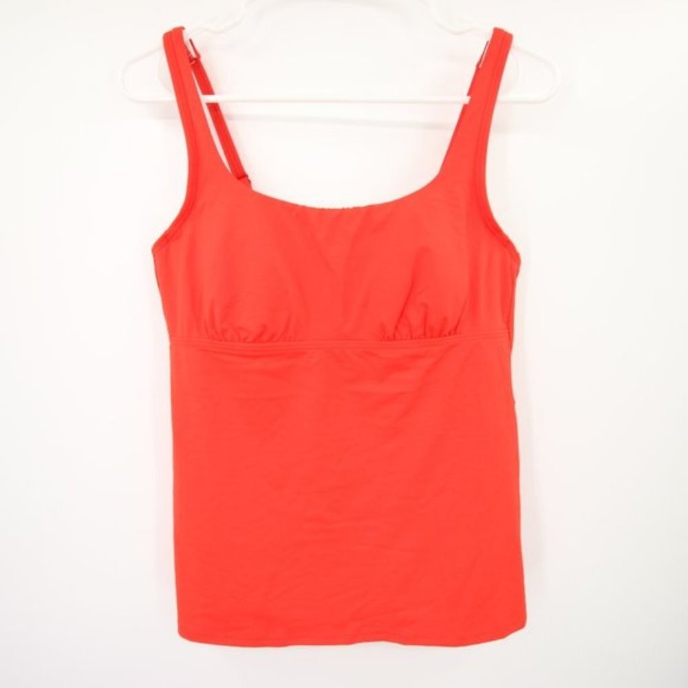 Lands' End Red Orange Scoop Neck Swim Tankini Top Size 10 NWOT Underwire